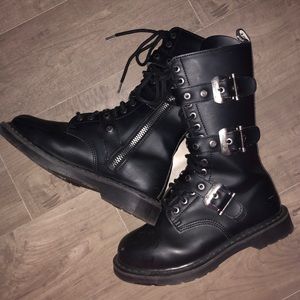 Black Demonia buckle boots